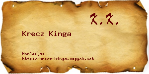 Krecz Kinga névjegykártya
